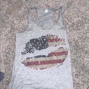 RED WHITE AND BLUE GREY TANK